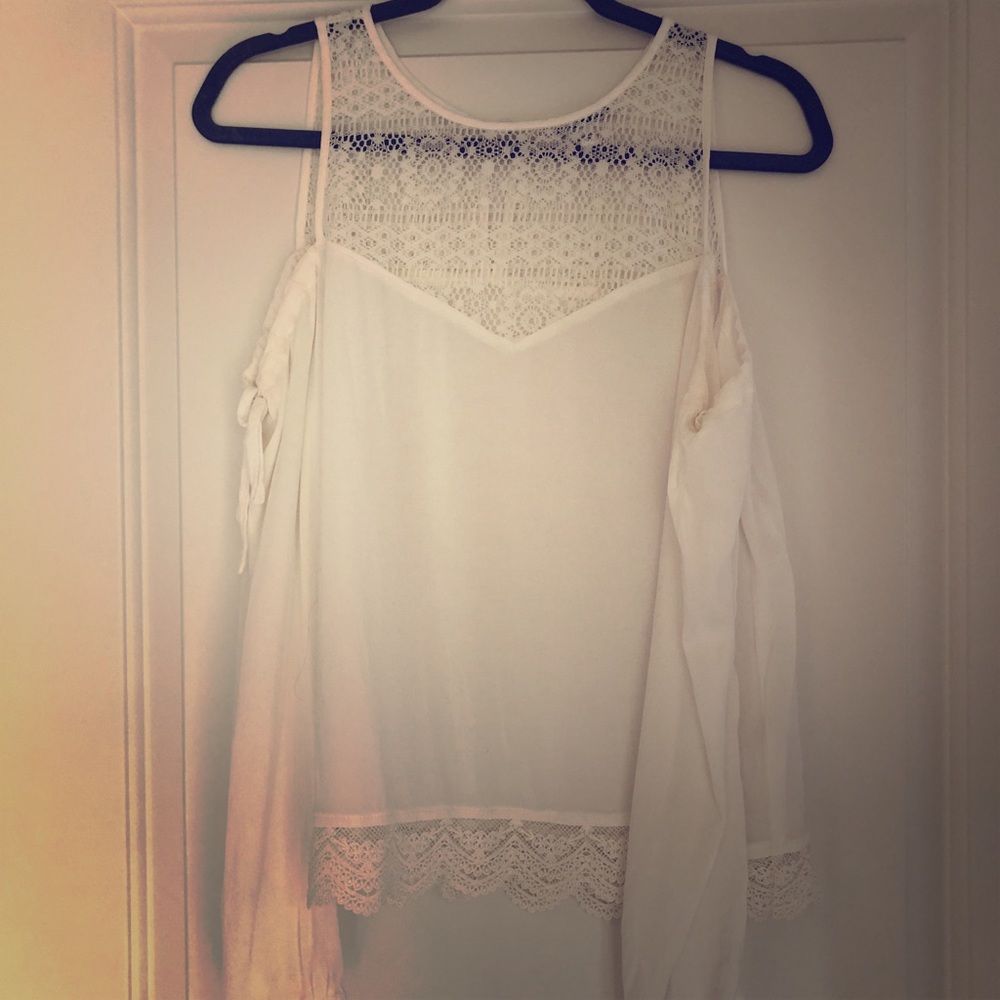 Like New Express White Lace Off the Shoulder Top!